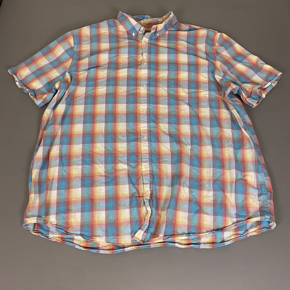 The Foundry Supply Co Button Up Shirt Men's 3XLT Short Sleeve Plaid Multicolor